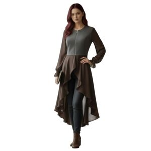 Vintage Gray Business Casual Goth Flowy Cardigan Jacket S/M